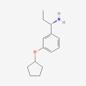 molecular formula C14H21NO B13036385 (1S)-1-(3-Cyclopentyloxyphenyl)propylamine 