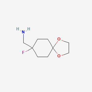 molecular formula C9H16FNO2 B13036436 {8-Fluoro-1,4-dioxaspiro[4.5]decan-8-yl}methanamine 