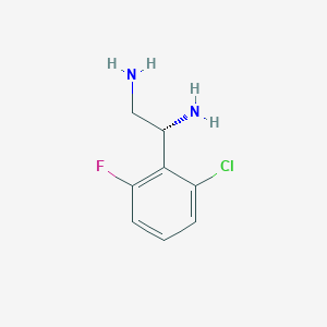 molecular formula C8H10ClFN2 B13036441 (1R)-1-(2-Chloro-6-fluorophenyl)ethane-1,2-diamine 