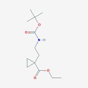 molecular formula C13H23NO4 B13036448 Ethyl 1-(2-((tert-butoxycarbonyl)amino)ethyl)cyclopropane-1-carboxylate 