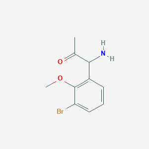 molecular formula C10H12BrNO2 B13036551 1-Amino-1-(3-bromo-2-methoxyphenyl)acetone 