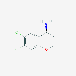 molecular formula C9H9Cl2NO B13036625 (S)-6,7-Dichlorochroman-4-amine 