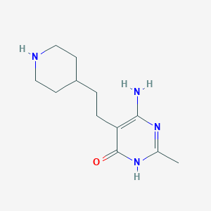 molecular formula C12H20N4O B13036633 6-Amino-2-methyl-5-(2-(piperidin-4-YL)ethyl)pyrimidin-4-OL 