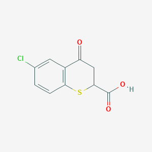 molecular formula C10H7ClO3S B13036692 6-Chloro-4-oxothiochromane-2-carboxylic acid 