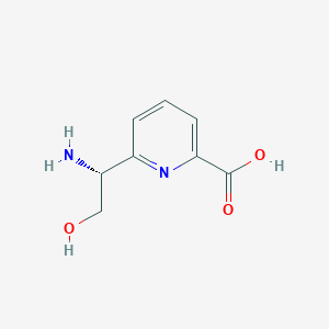 molecular formula C8H10N2O3 B13036704 6-((1r)-1-Amino-2-hydroxyethyl)pyridine-2-carboxylic acid 