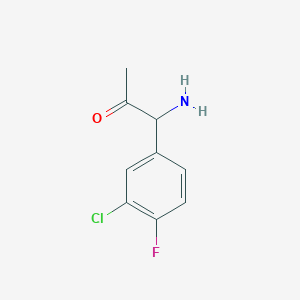 molecular formula C9H9ClFNO B13036728 1-Amino-1-(3-chloro-4-fluorophenyl)acetone 