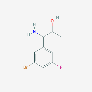 molecular formula C9H11BrFNO B13036827 1-Amino-1-(3-bromo-5-fluorophenyl)propan-2-OL 