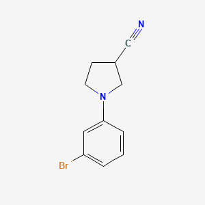 molecular formula C11H11BrN2 B13036854 1-(3-Bromophenyl)pyrrolidine-3-carbonitrile 