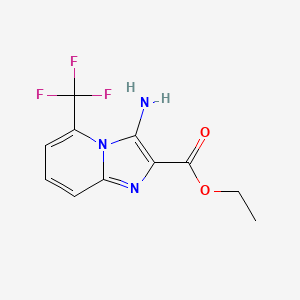 molecular formula C11H10F3N3O2 B13036871 Ethyl 3-amino-5-(trifluoromethyl)imidazo[1,2-A]pyridine-2-carboxylate 