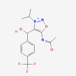 molecular formula C15H16F3N3O3 B13036898 (1E)-N-[4-[hydroxy-[4-(trifluoromethyl)phenyl]methyl]-3-propan-2-yloxadiazol-3-ium-5-yl]ethanimidate 