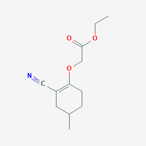 molecular formula C12H17NO3 B13037025 Ethyl 2-((2-cyano-4-methylcyclohex-1-EN-1-YL)oxy)acetate 