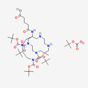 molecular formula C45H83N7O14 B13037067 Tert-butyl hydrogen carbonate;5-[[8-methyl-3,6,10,13-tetrakis[(2-methylpropan-2-yl)oxycarbonyl]-3,6,10,13,16,19-hexazabicyclo[6.6.6]icosan-1-yl]amino]-5-oxopentanoic acid 