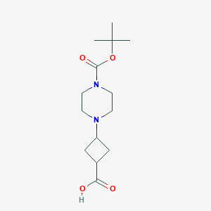 molecular formula C14H24N2O4 B13037128 Rac-(1s,3s)-3-{4-[(tert-butoxy)carbonyl]piperazin-1-yl}cyclobutane-1-carboxylicacid,cis 