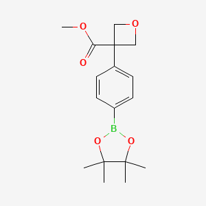 molecular formula C17H23BO5 B13037150 Methyl 3-(4-(4,4,5,5-tetramethyl-1,3,2-dioxaborolan-2-YL)phenyl)oxetane-3-carboxylate 