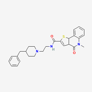 molecular formula C27H31N3O2S B13037169 N-(2-(4-Benzylpiperidin-1-yl)ethyl)-5-methyl-4-oxo-3a,4,5,9b-tetrahydrothieno[3,2-c]quinoline-2-carboxamide 