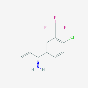 molecular formula C10H9ClF3N B13037208 (1R)-1-[4-Chloro-3-(trifluoromethyl)phenyl]prop-2-enylamine 