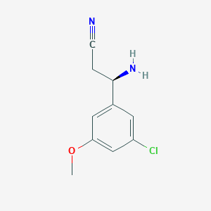 molecular formula C10H11ClN2O B13037291 (3R)-3-Amino-3-(5-chloro-3-methoxyphenyl)propanenitrile 