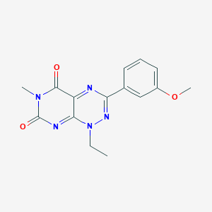 molecular formula C15H15N5O3 B13037372 1-Ethyl-3-(3-methoxyphenyl)-6-methylpyrimido[5,4-e][1,2,4]triazine-5,7(1H,6H)-dione 