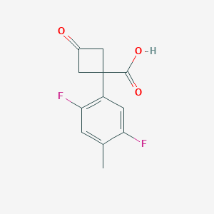 molecular formula C12H10F2O3 B13037417 1-(2,5-Difluoro-4-methylphenyl)-3-oxocyclobutane-1-carboxylic acid 