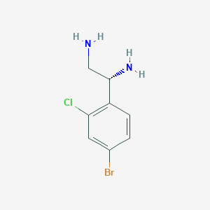 molecular formula C8H10BrClN2 B13037459 (1R)-1-(4-Bromo-2-chlorophenyl)ethane-1,2-diamine 