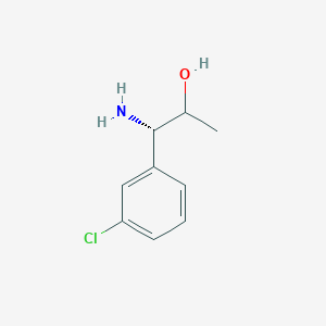 molecular formula C9H12ClNO B13037519 (1S)-1-Amino-1-(3-chlorophenyl)propan-2-OL 