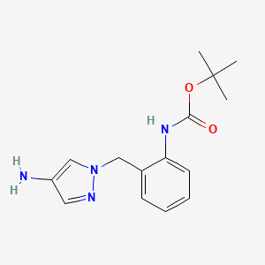 molecular formula C15H20N4O2 B13037557 Tert-butyl (2-((4-amino-1H-pyrazol-1-YL)methyl)phenyl)carbamate 