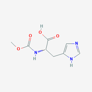 molecular formula C8H11N3O4 B13037663 N-Carbomethoxy-L-histidine CAS No. 4950-64-5