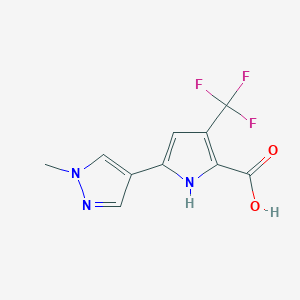 molecular formula C10H8F3N3O2 B13037699 5-(1-Methyl-1H-pyrazol-4-yl)-3-(trifluoromethyl)-1H-pyrrole-2-carboxylicacid 