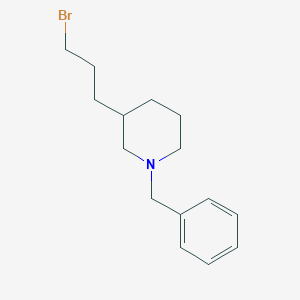 molecular formula C15H22BrN B13037715 1-Benzyl-3-(3-bromopropyl)piperidine 