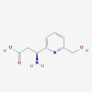 molecular formula C9H12N2O3 B13037775 (3S)-3-amino-3-[6-(hydroxymethyl)pyridin-2-yl]propanoic acid 