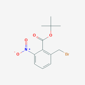 molecular formula C12H14BrNO4 B13037935 Tert-butyl 2-(bromomethyl)-6-nitrobenzoate 