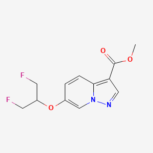 molecular formula C12H12F2N2O3 B13037949 Methyl 6-((1,3-difluoropropan-2-yl)oxy)pyrazolo[1,5-a]pyridine-3-carboxylate 