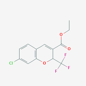 molecular formula C13H10ClF3O3 B13037985 Ethyl 7-chloro-2-(trifluoromethyl)-2H-chromene-3-carboxylate 