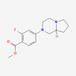 molecular formula C15H19FN2O2 B13038015 Methyl (S)-2-fluoro-4-(hexahydropyrrolo[1,2-A]pyrazin-2(1H)-YL)benzoate 