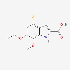 molecular formula C12H12BrNO4 B13038113 4-bromo-6-ethoxy-7-methoxy-1H-indole-2-carboxylic Acid CAS No. 887360-46-5