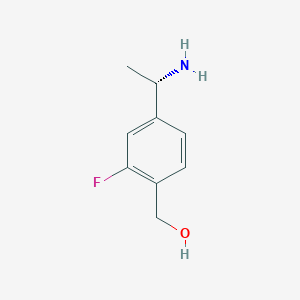 molecular formula C9H12FNO B13038126 [4-((1S)-1-Aminoethyl)-2-fluorophenyl]methan-1-OL 