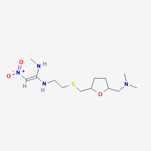 molecular formula C13H26N4O3S B13038175 2,2'-Methylene-bis(N-(2-[((5-[(dimethylamino)methyl]-2-furanyl)thio)ethyl]-N'-methyl)-2-nitro-1,1'-ethenediamine) 