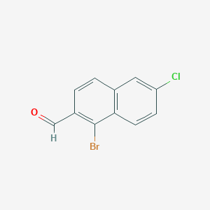 molecular formula C11H6BrClO B13038289 1-Bromo-6-chloro-2-naphthaldehyde 