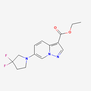 molecular formula C14H15F2N3O2 B13038296 Ethyl 6-(3,3-difluoropyrrolidin-1-YL)pyrazolo[1,5-A]pyridine-3-carboxylate 