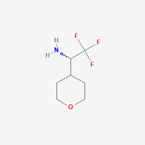 molecular formula C7H12F3NO B13038299 (S)-2,2,2-Trifluoro-1-(tetrahydro-2H-pyran-4-YL)ethanamine 