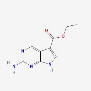 molecular formula C9H10N4O2 B13038323 Ethyl2-amino-7H-pyrrolo[2,3-d]pyrimidine-5-carboxylate 