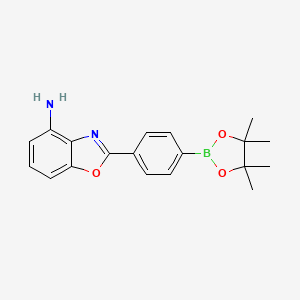 molecular formula C19H21BN2O3 B13038328 2-[4-(4,4,5,5-Tetramethyl-1,3,2-dioxaborolan-2-yl)phenyl]-4-aminobenzo[d]oxazole 