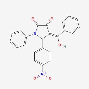 molecular formula C23H16N2O5 B13038329 4-Benzoyl-3-hydroxy-5-(4-nitrophenyl)-1-phenyl-1H-pyrrol-2(5H)-one 