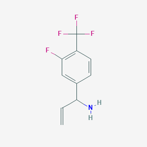 molecular formula C10H9F4N B13038378 1-[3-Fluoro-4-(trifluoromethyl)phenyl]prop-2-EN-1-amine 