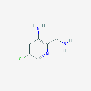 molecular formula C6H8ClN3 B13038383 2-(Aminomethyl)-5-chloropyridin-3-amine 