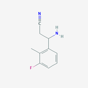 molecular formula C10H11FN2 B13038421 3-Amino-3-(3-fluoro-2-methylphenyl)propanenitrile 