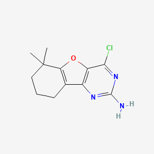 molecular formula C12H14ClN3O B13038490 4-Chloro-6,6-dimethyl-6,7,8,9-tetrahydrobenzofuro[3,2-D]pyrimidin-2-amine 