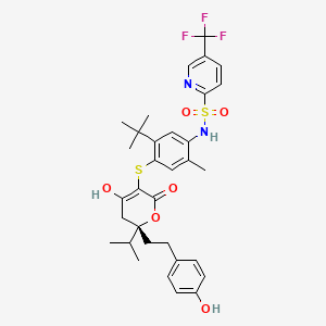 2-Pyridinesulfonamide, N-(4-(((6S)-5,6-dihydro-4-hydroxy-6-(2-(4-hydroxyphenyl)ethyl)-6-(1-methylethyl)-2-oxo-2H-pyran-3-yl)thio)-5-(1,1-dimethylethyl)-2-methylphenyl)-5-(trifluoromethyl)-