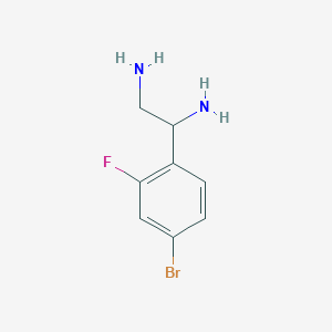 molecular formula C8H10BrFN2 B13038518 1-(4-Bromo-2-fluorophenyl)ethane-1,2-diamine 