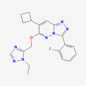 molecular formula C20H20FN7O B13038587 7-Cyclobutyl-6-((1-ethyl-1H-1,2,4-triazol-5-YL)methoxy)-3-(2-fluorophenyl)-[1,2,4]triazolo[4,3-B]pyridazine 